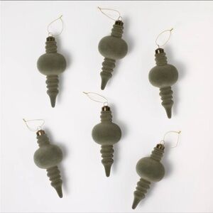 Set of 6 Velvet Finial Christmas Ornament Green-Threshold designed
Studio McGee